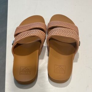 Reef Brown Woven Slide Sandals
